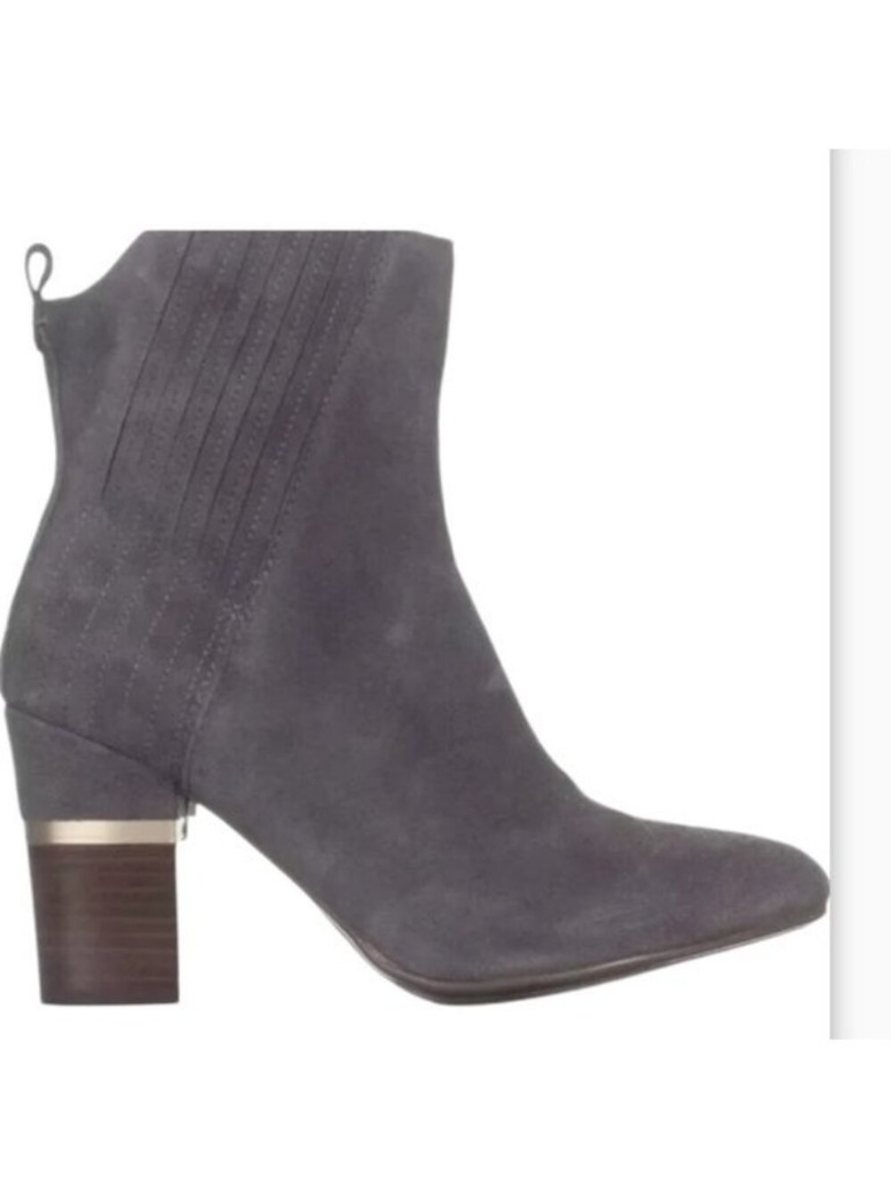 Gray Suede Ankle Boots With Block Heel & Stitch Detailing 8M Leather Upper Made - Picture 10 of 11